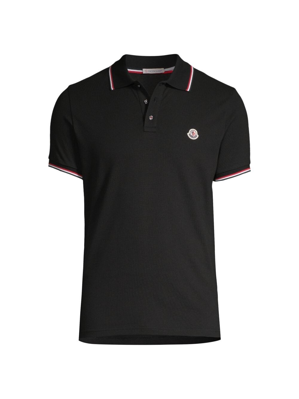 

Хлопковая рубашка-поло с короткими рукавами Moncler, черный