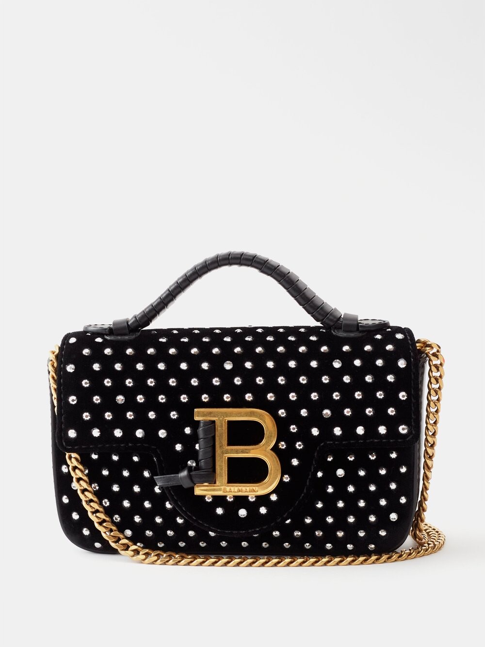 

Миниатюрная бархатная сумка через плечо bbuzz с декором Balmain, черный