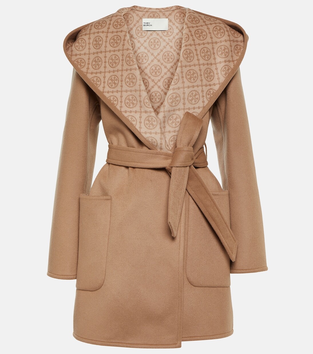 

Жаккардовое шерстяное пальто с монограммой Tory Burch, коричневый