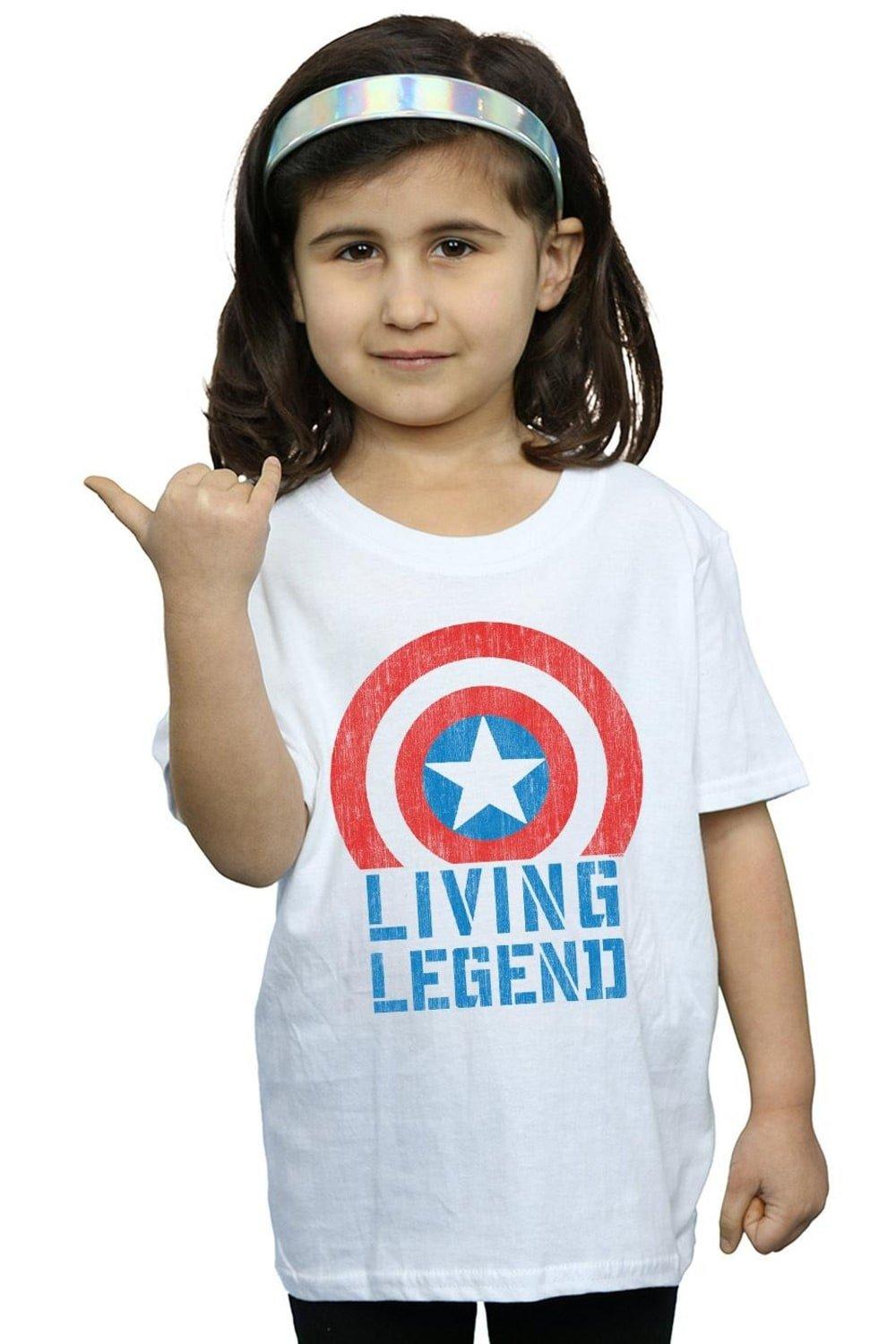Хлопковая футболка «Капитан Америка: живая легенда» Marvel, белый хлопковая футболка с логотипом капитан америка marvel белый