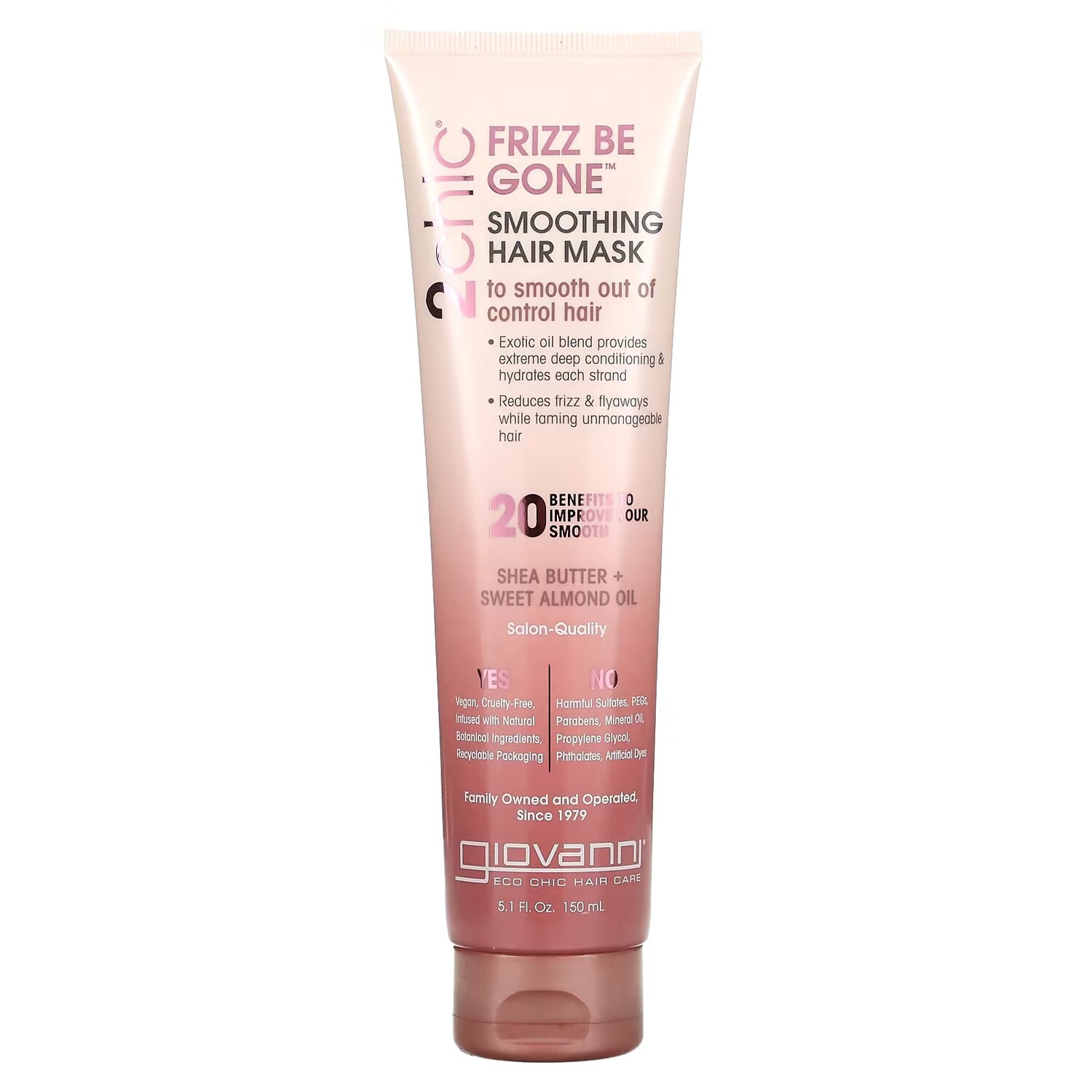 Giovanni 2chic Frizz Be Gone Разглаживающая маска для волос Масло ши + масло сладкого миндаля 5,1 жидких унций (150 мл) цена и фото