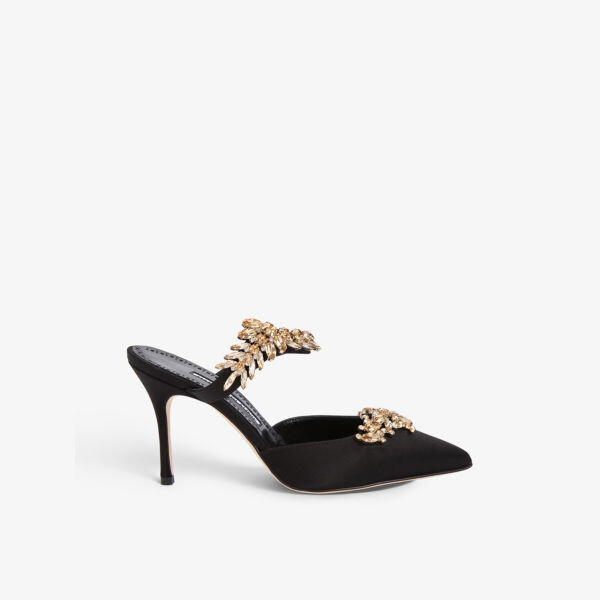 

Атласные туфли-мофели lurum, украшенные кристаллами Manolo Blahnik, черный