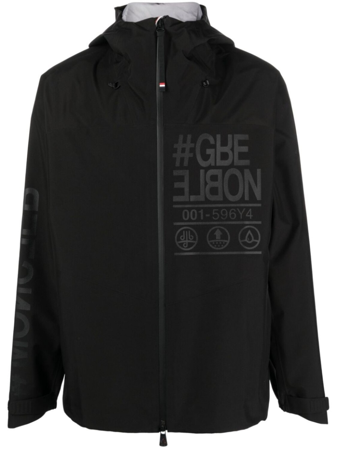 

Moncler Grenoble куртка Fel с капюшоном и надписью, черный