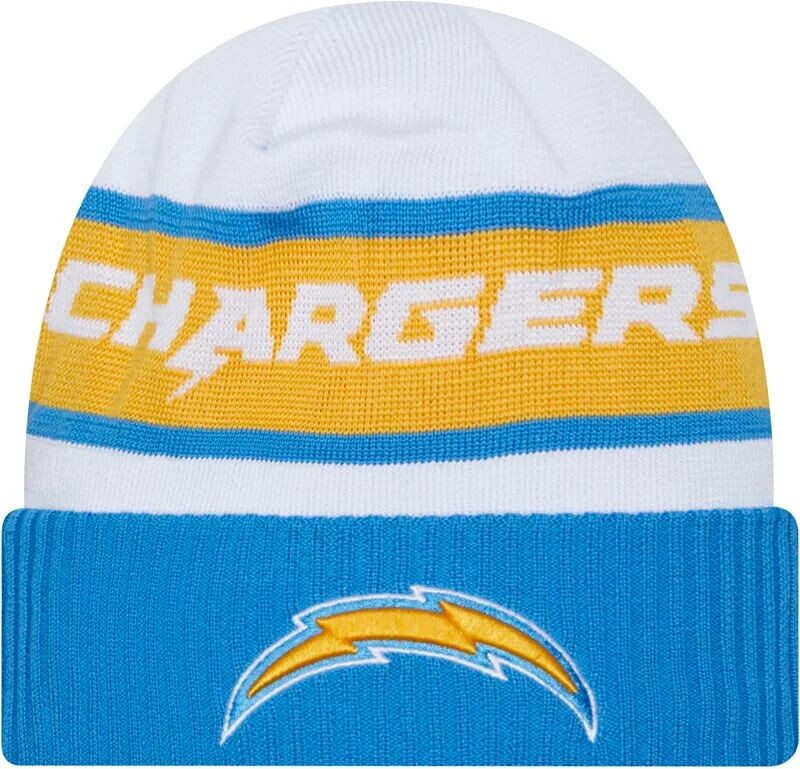 

Мужская шапка New Era Los Angeles Chargers 2023 Sideline белого цвета из технической вязки