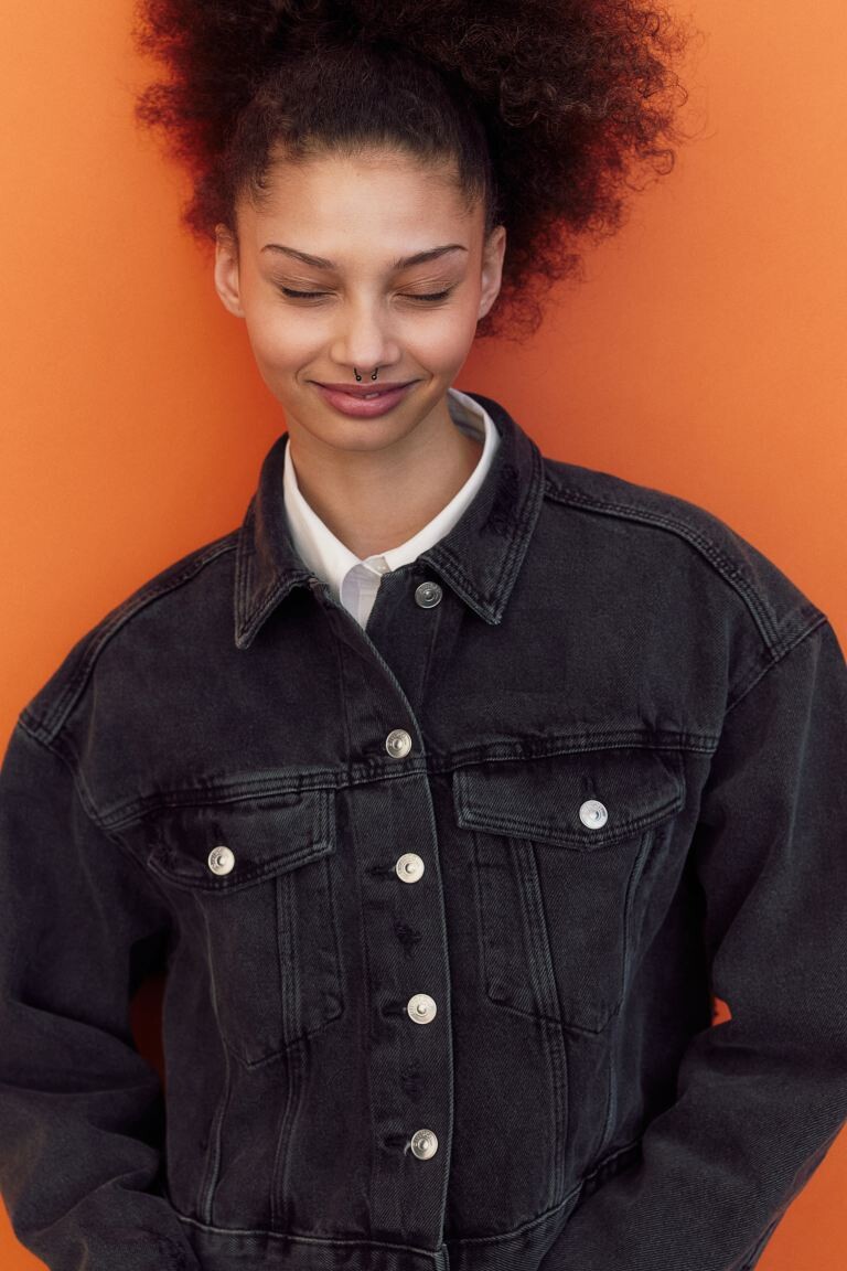 

Короткая джинсовая куртка H&M, черный
