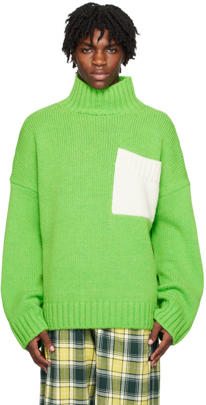 

Зеленая водолазка с нашивками Яркая JW Anderson, Зеленый