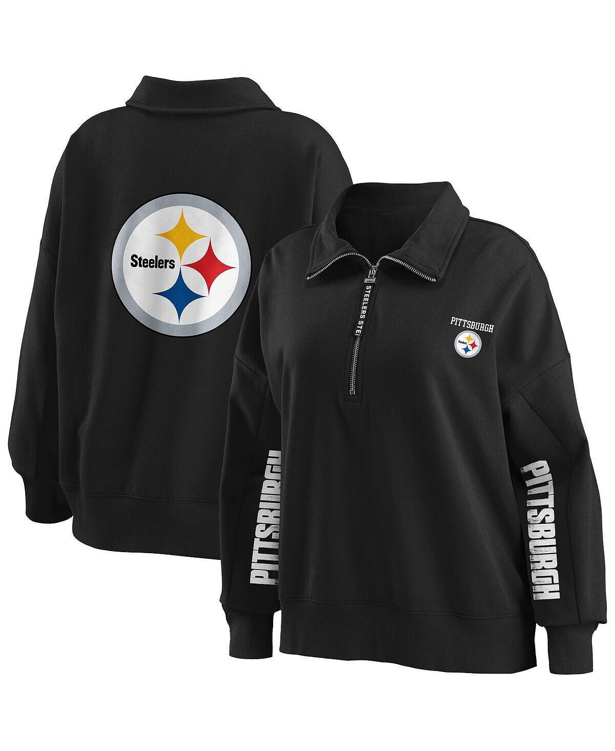 

Женский черный свитшот с молнией до половины Pittsburgh Steelers WEAR by Erin Andrews, черный