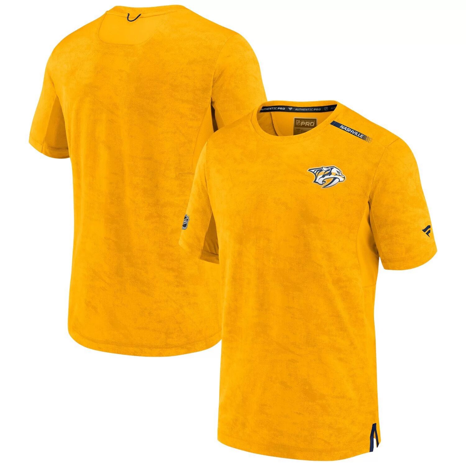 

Мужская золотистая фирменная футболка Nashville Predators Authentic Pro Rink с камуфляжным принтом премиум-класса Fanatics