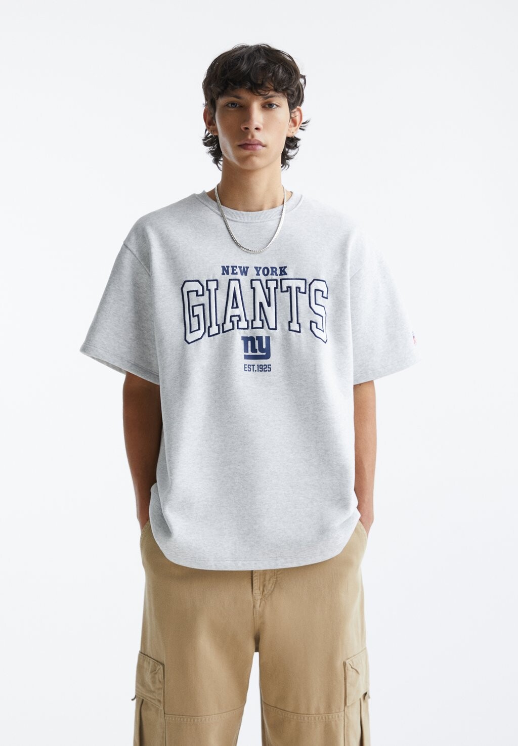 

Футболка с принтом Nfl Ny Giants PULL&BEAR, цвет light grey
