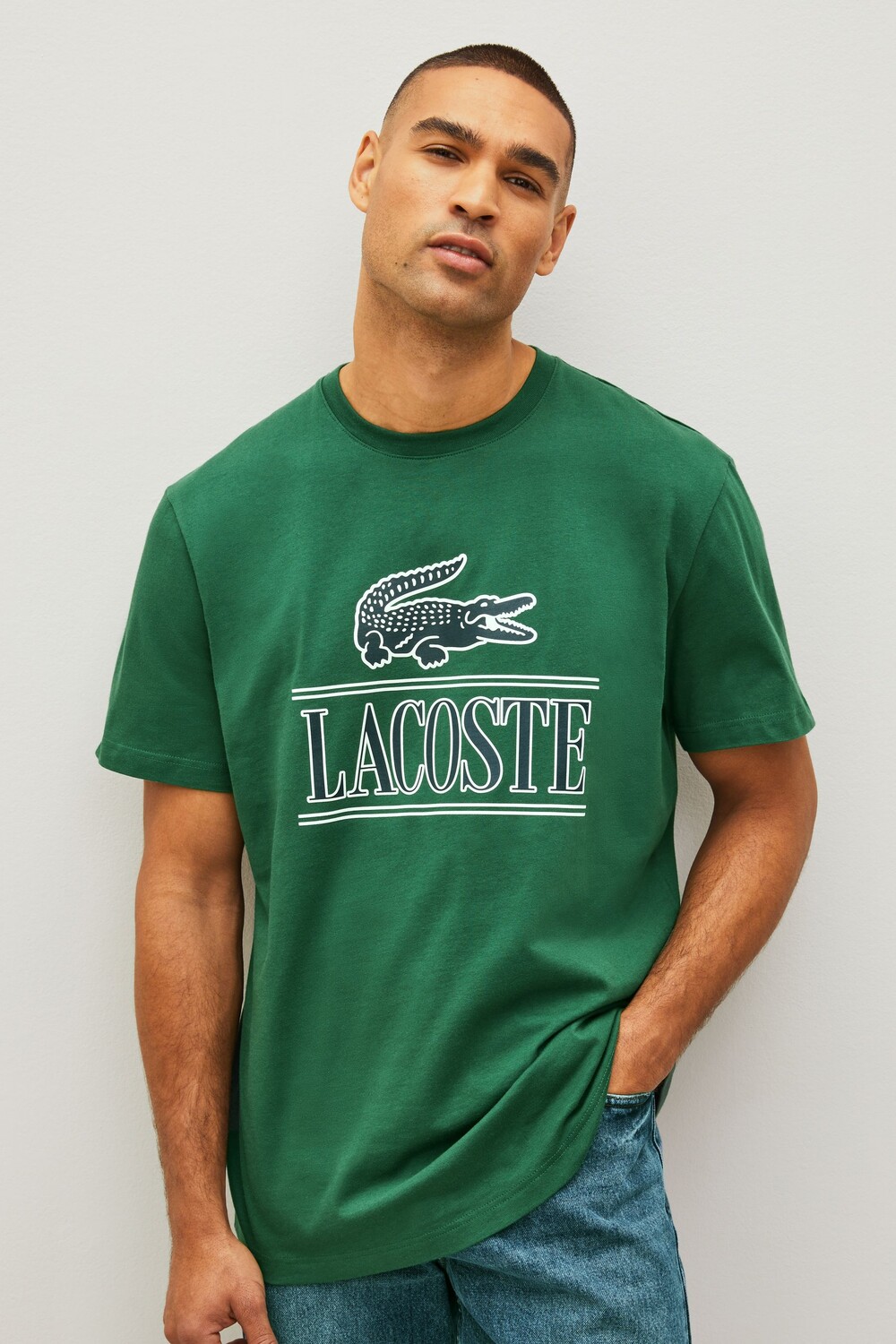 

Футболка с принтом под крокодила Lacoste, зеленый