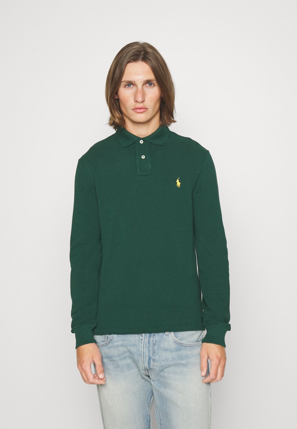 

Поло SLIM LONG SLEEVE Polo Ralph Lauren, охотничий клуб зеленый