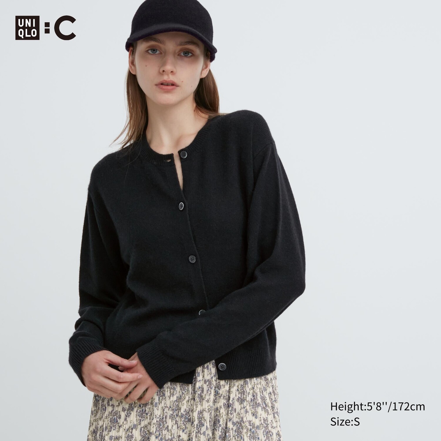 

Укороченный кардиган из 100% кашемира с круглым вырезом Uniqlo, черный