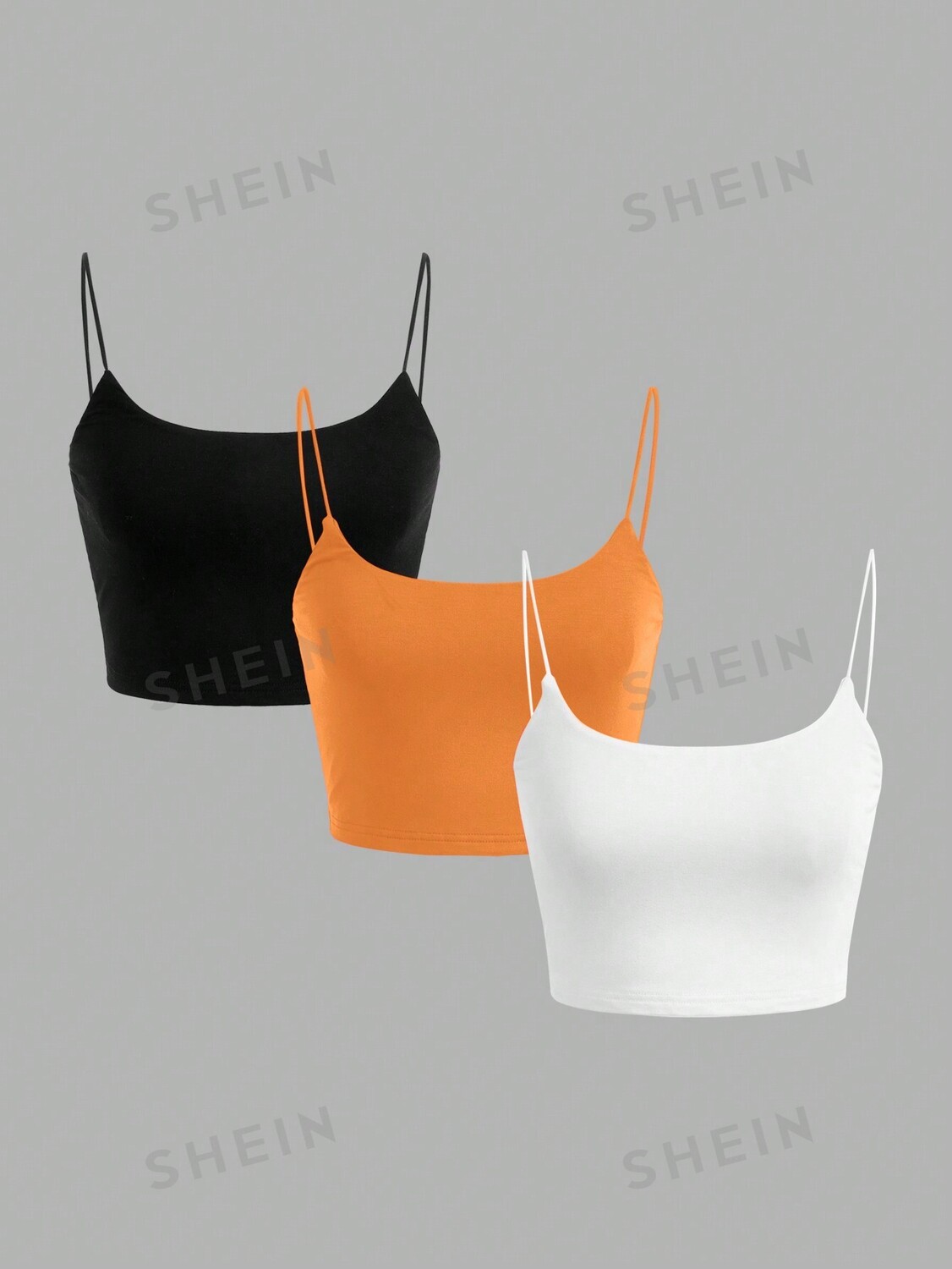 

SHEIN EZwear однотонный топ на бретельках из 3 предметов, апельсин