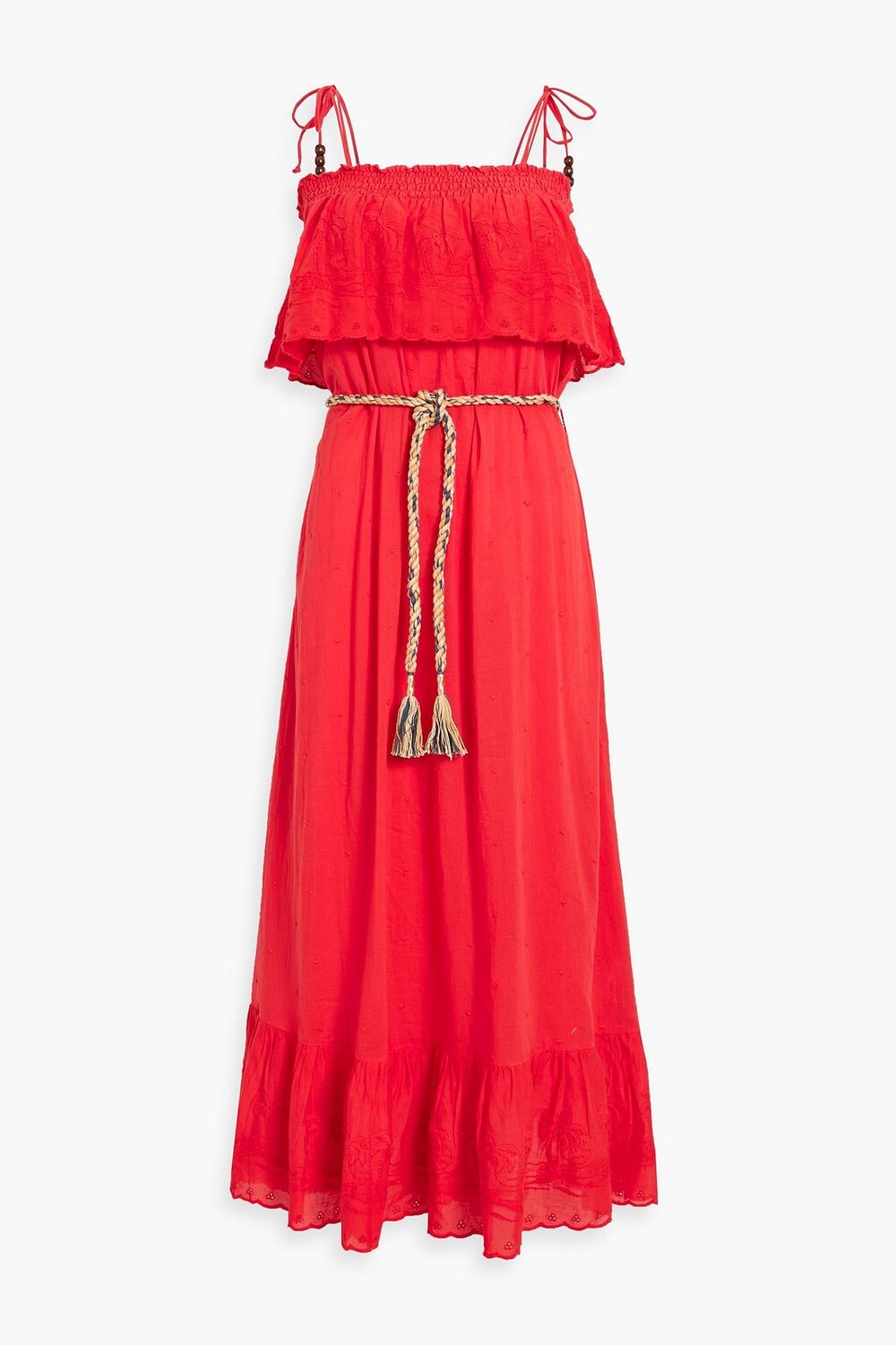 

Платье макси Felicia из хлопка с оборками в горошек ANTIK BATIK, красный