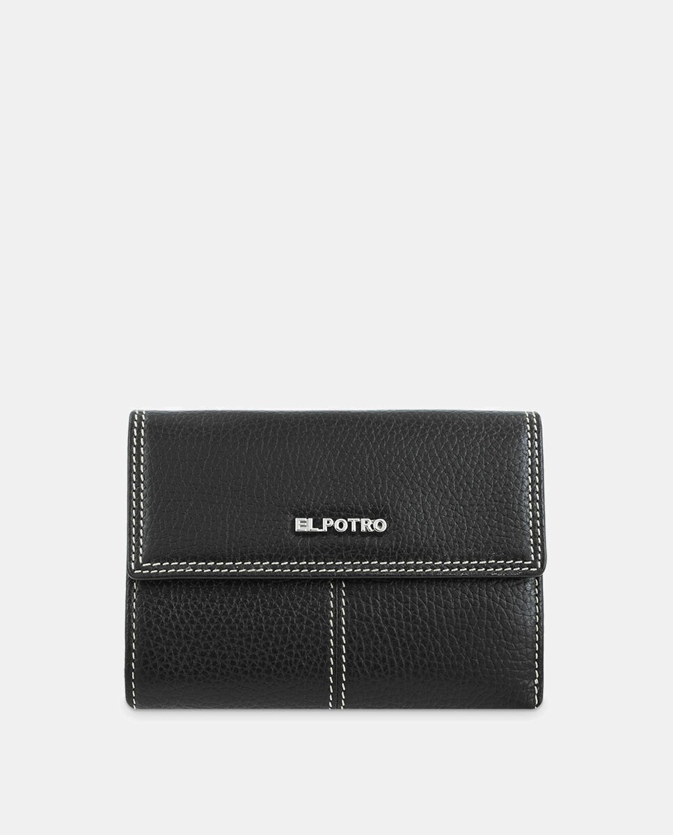 Средний черный кожаный кошелек с клапаном El Potro, черный портативная дамская сумочка с двойной молнией миниатюрный кошелек из воловьей кожи декоративный бумажник с бахромой 8 цветов на выбор