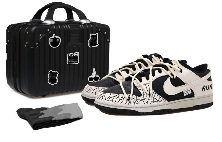 

Кроссовки для скейтбординга Dunk женские с низким верхом, черные/белые Nike
