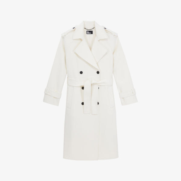 

Двубортный тренч из смесовой шерсти The Kooples, экрю