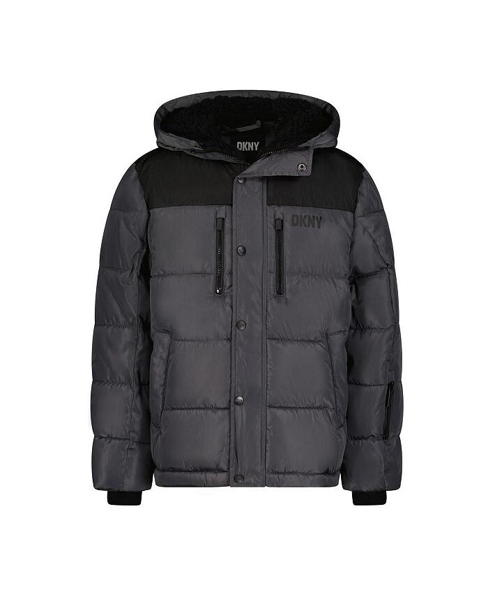 

Классическая стеганая куртка-пуховик для мальчиков DKNY, черный