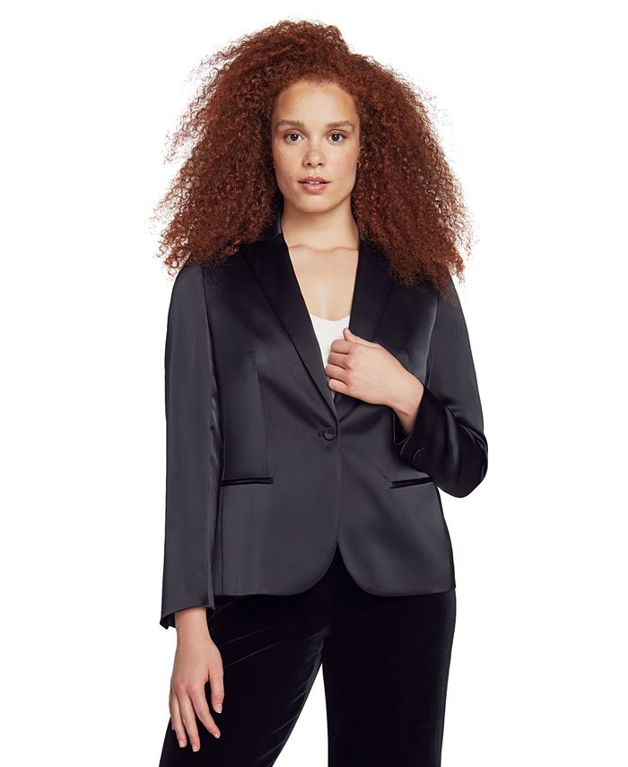 Женский пиджак с острыми лацканами на одной пуговице Anne Klein, черный женский пиджак lux на одной пуговице calvin klein цвет charcoal