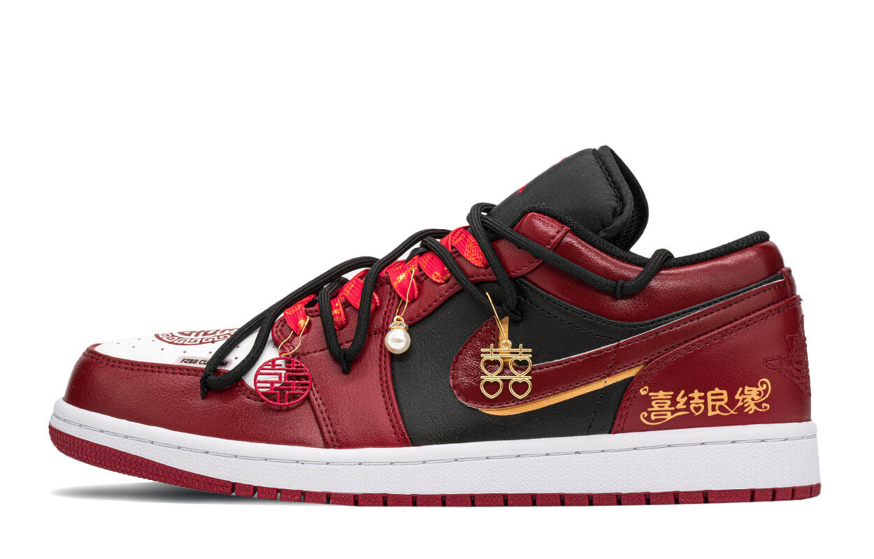 

Кроссовки Air Jordan 1 Vintage Basketball Shoes Men Low-top Black/Red, красный/черный