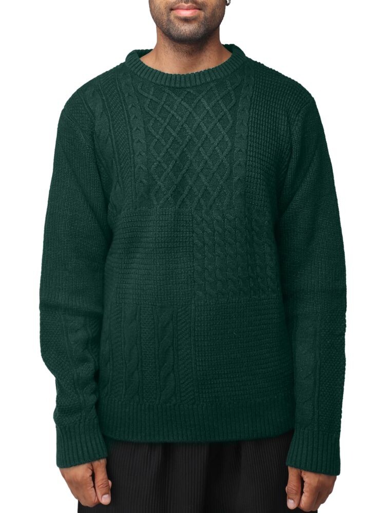 

Свитер смешанной косой вязки X Ray, цвет Forest Green