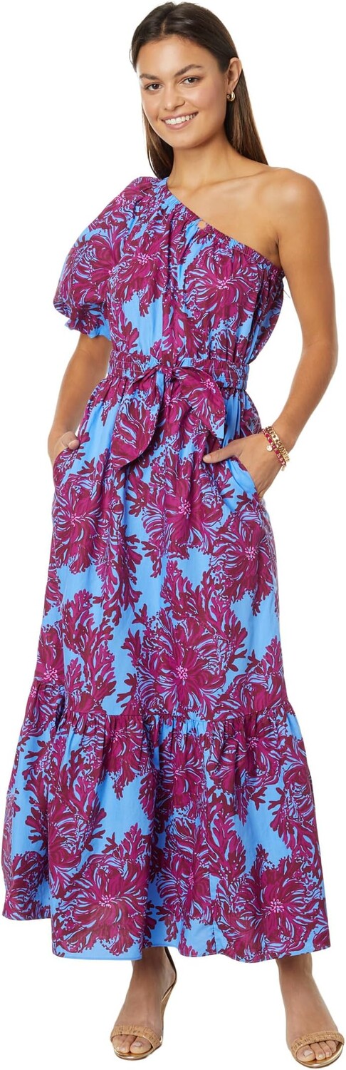 

Платье Zelalynn One Shoulder Cotton Lilly Pulitzer, цвет Abaco Blue Feel Like A Shellebrity