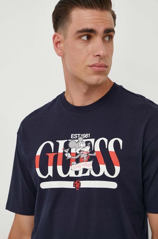

Хлопковая футболка x Banksy Guess, темно-синий