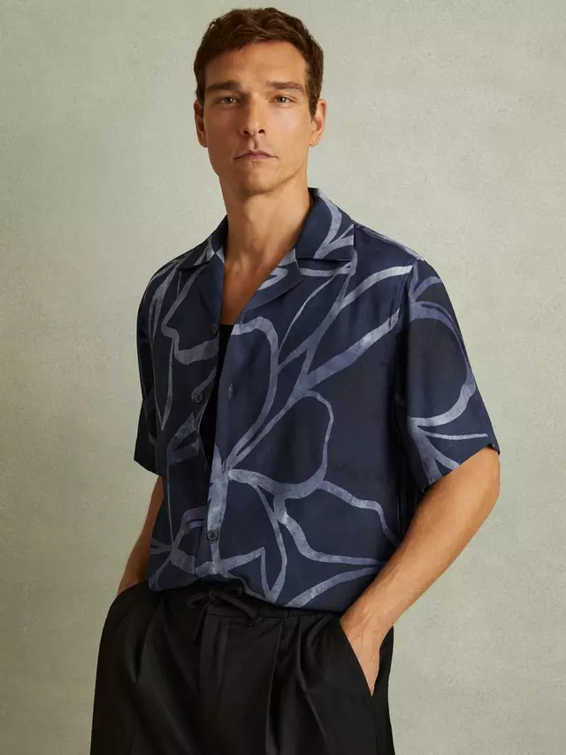 

Рубашка Reiss Jerry Printed, цвет indigo/blue