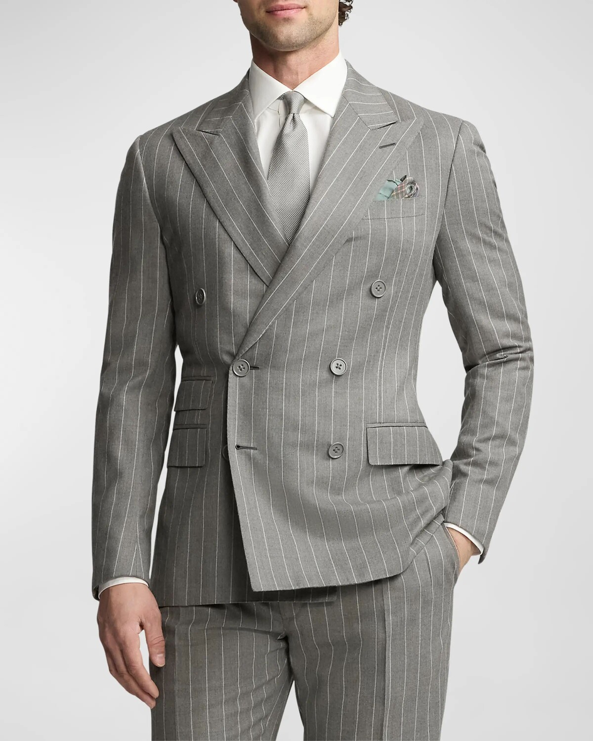 

Мужской нагрудный платок из шелкового крепа с клетчатым принтом Ralph Lauren Purple Label, мультиколор