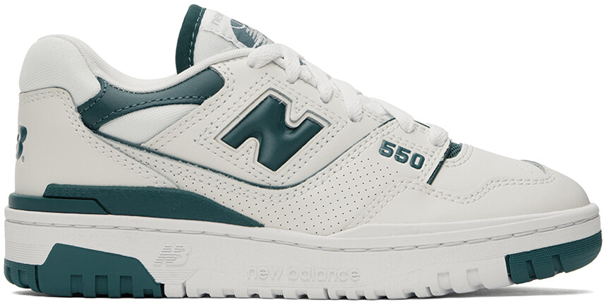 

Бело-зеленые кроссовки 550 New Balance, цвет Reflection/New spruce