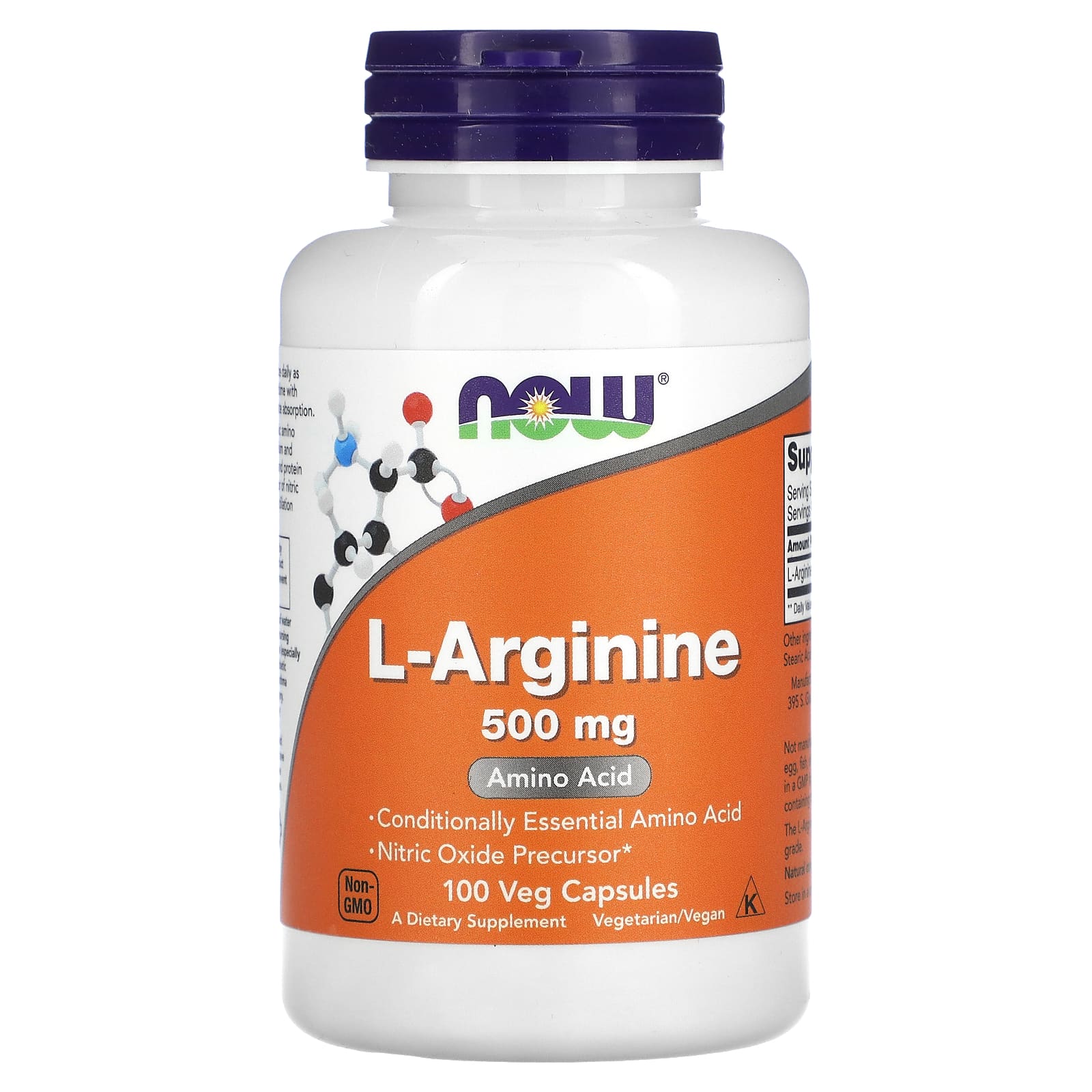 Now Foods L-Arginine 500 mg 100 Veg Capsules