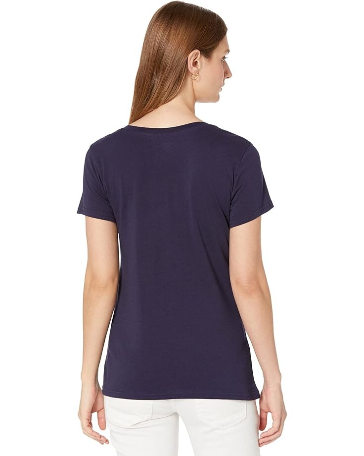 

Рубашка U.S. POLO ASSN. V-Neck Stripe Foil Graphic Tee Shirt, цвет Evening Blue