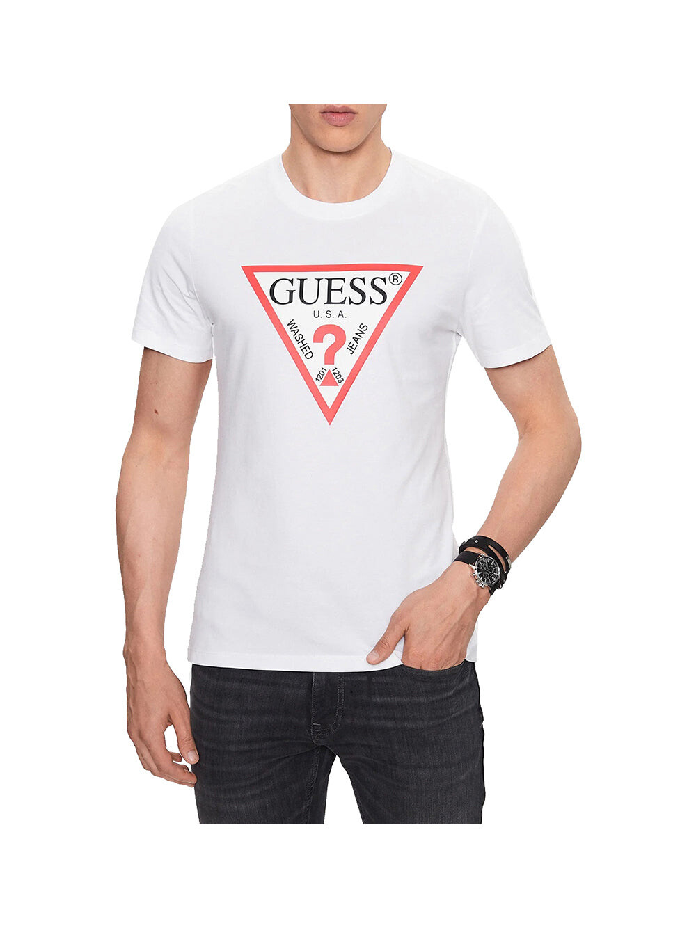 

Белая мужская футболка Guess