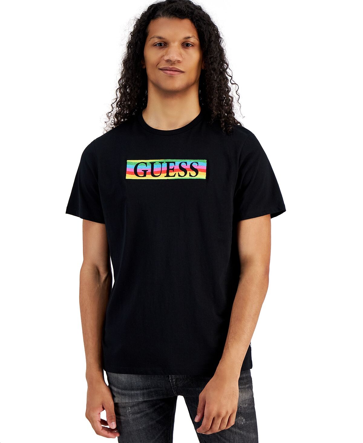 

Мужская футболка с круглым вырезом и короткими рукавами с логотипом Pride GUESS