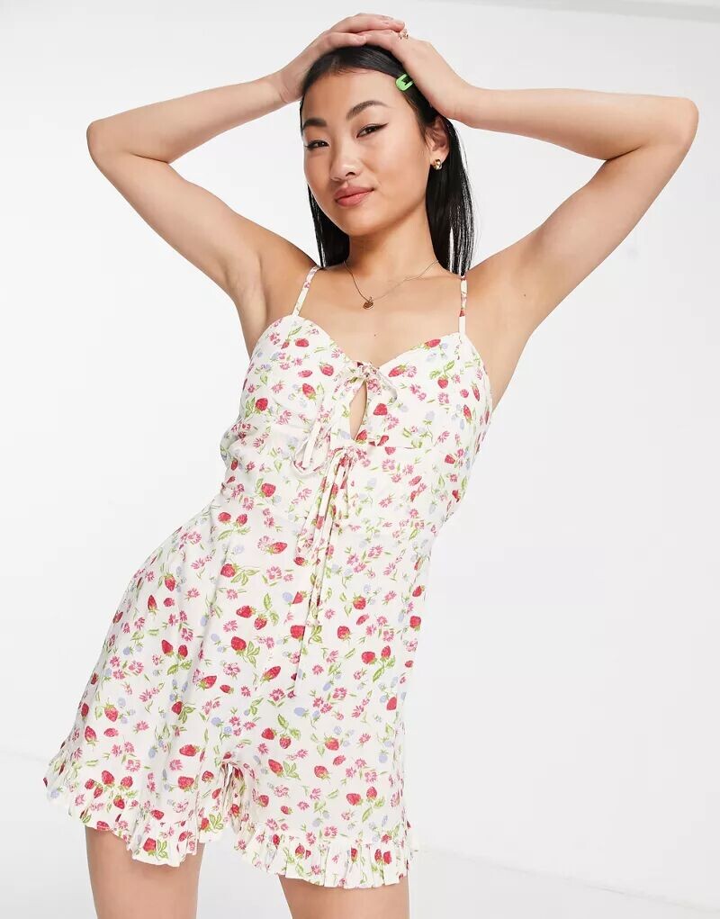 

Комбинезон с завязкой спереди Miss Selfridge и фруктовым принтом