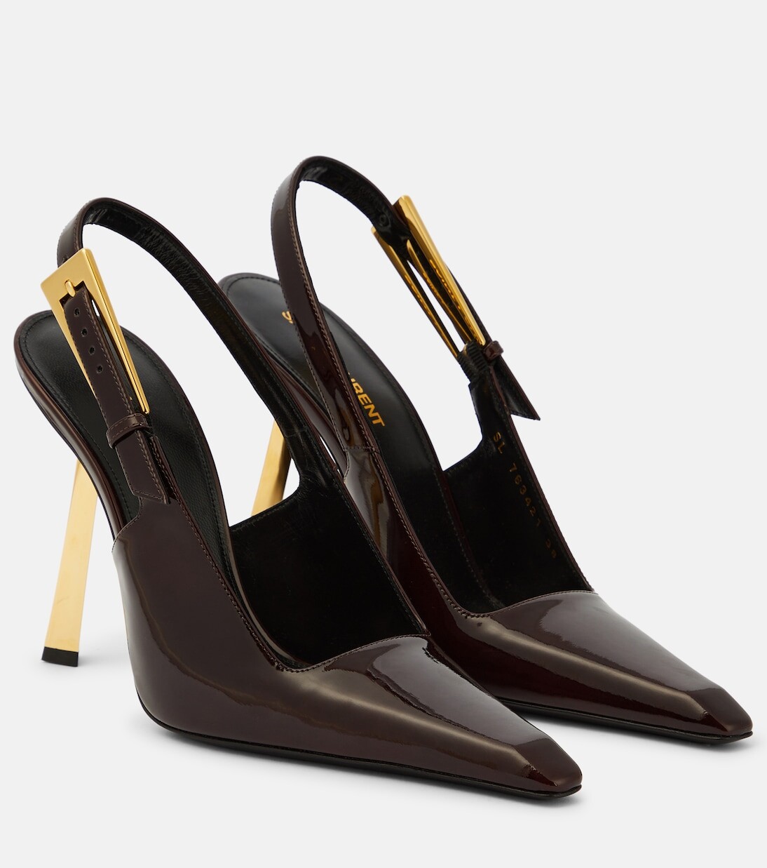 

Лакированные туфли lee 110 с пяткой на пятке Saint Laurent, черный