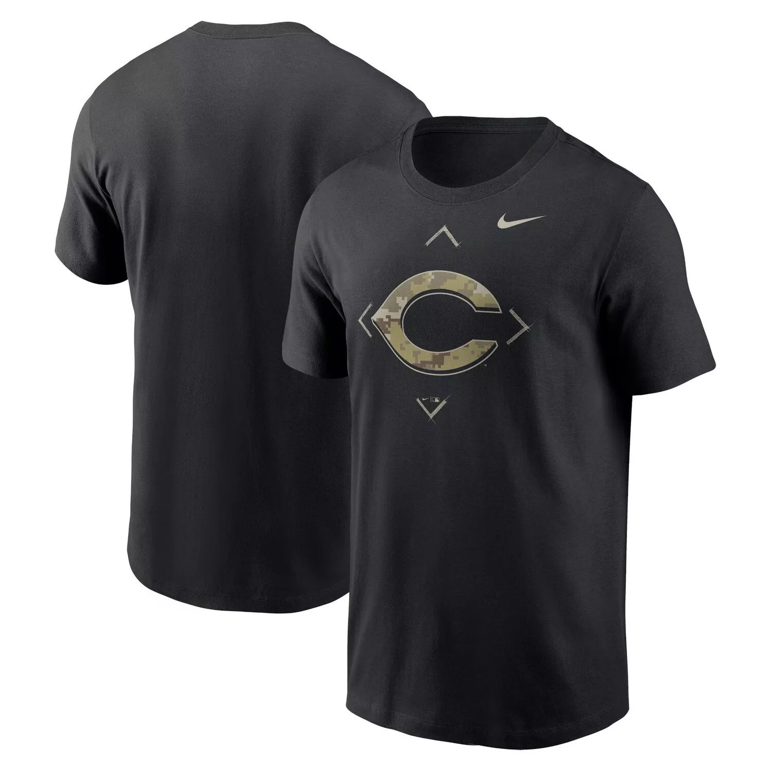 Мужская черная футболка с камуфляжным логотипом Nike Cincinnati Reds