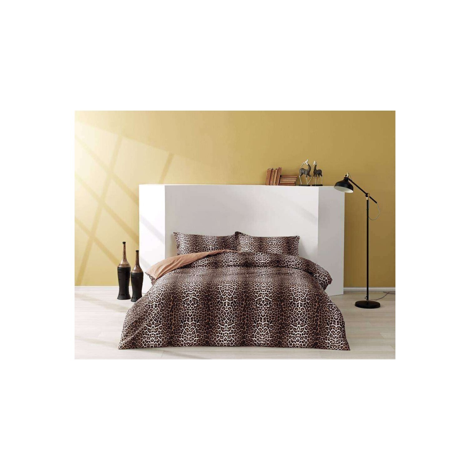 

Комплект постельного белья Tac Leopard Brown с двумя атласными пододеяльниками