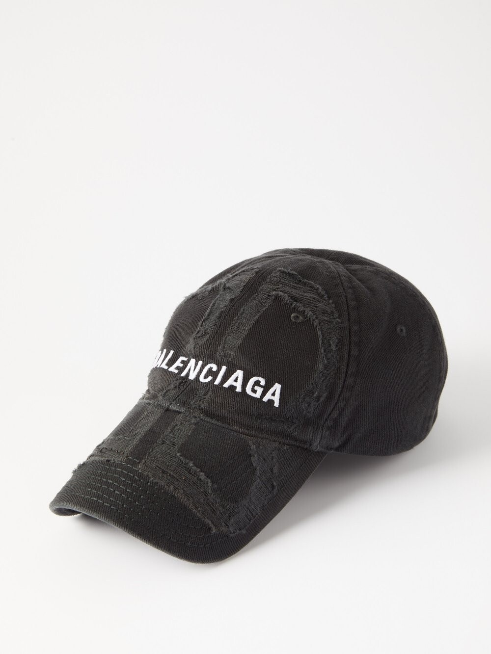 

Потертая бейсболка с вышитым логотипом Balenciaga, черный