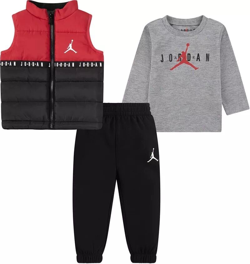 

Комплект из жилета, футболки и брюк Jordan Infants Jumpman, черный