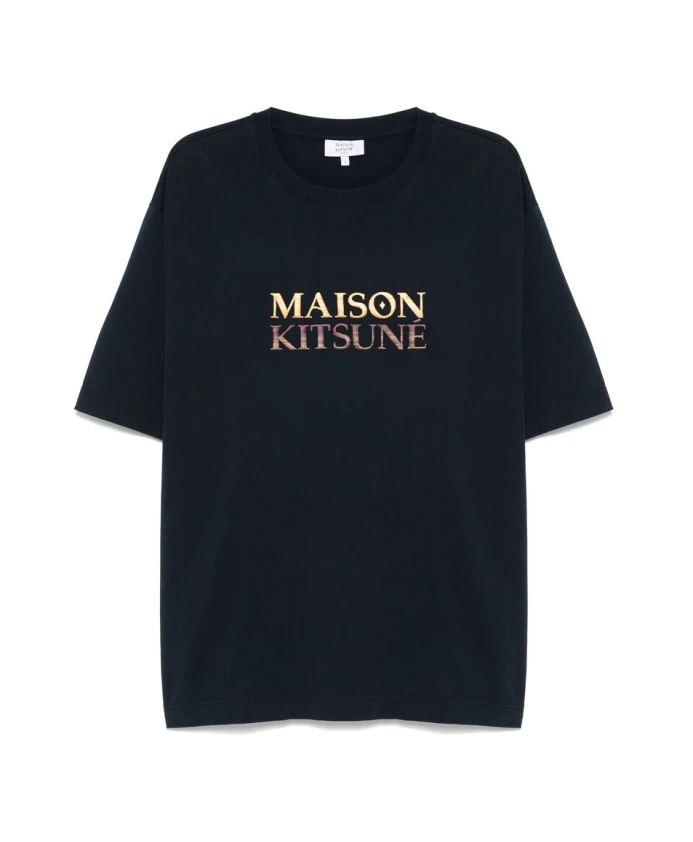 

Футболка с логотипом с эффектом градиента и круглым вырезом Maison Kitsuné, синий