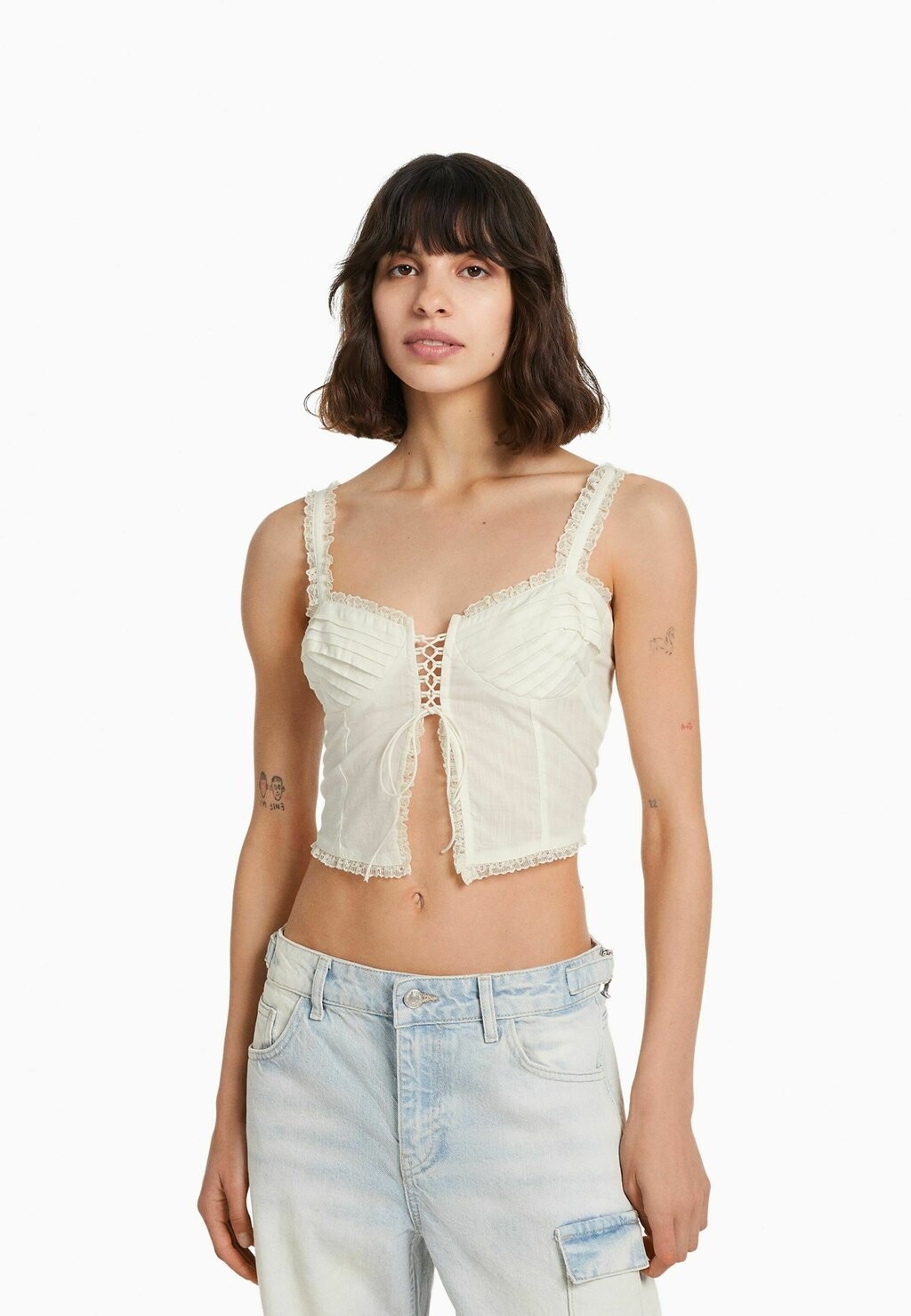 

Блузка Bershka, бежевый