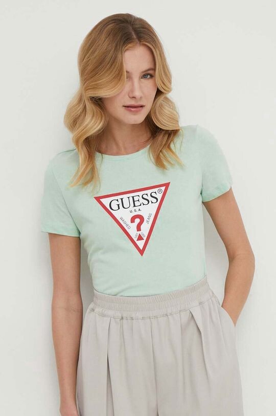 

Хлопковая футболка Guess, зеленый