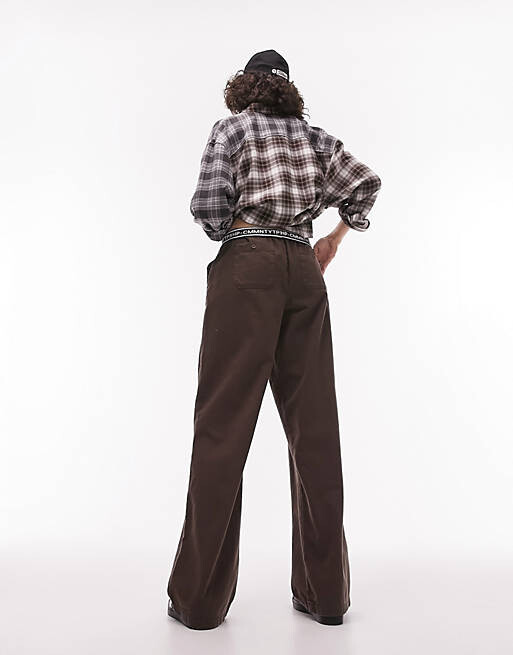 

Прямые брюки карго без застежек Topshop Tall
