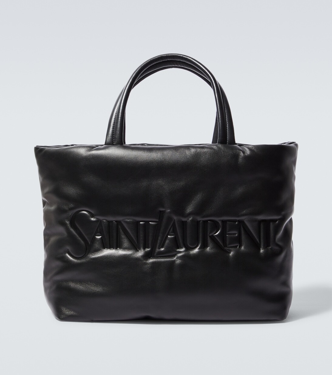 

Кожаная большая сумка с логотипом Saint Laurent, черный