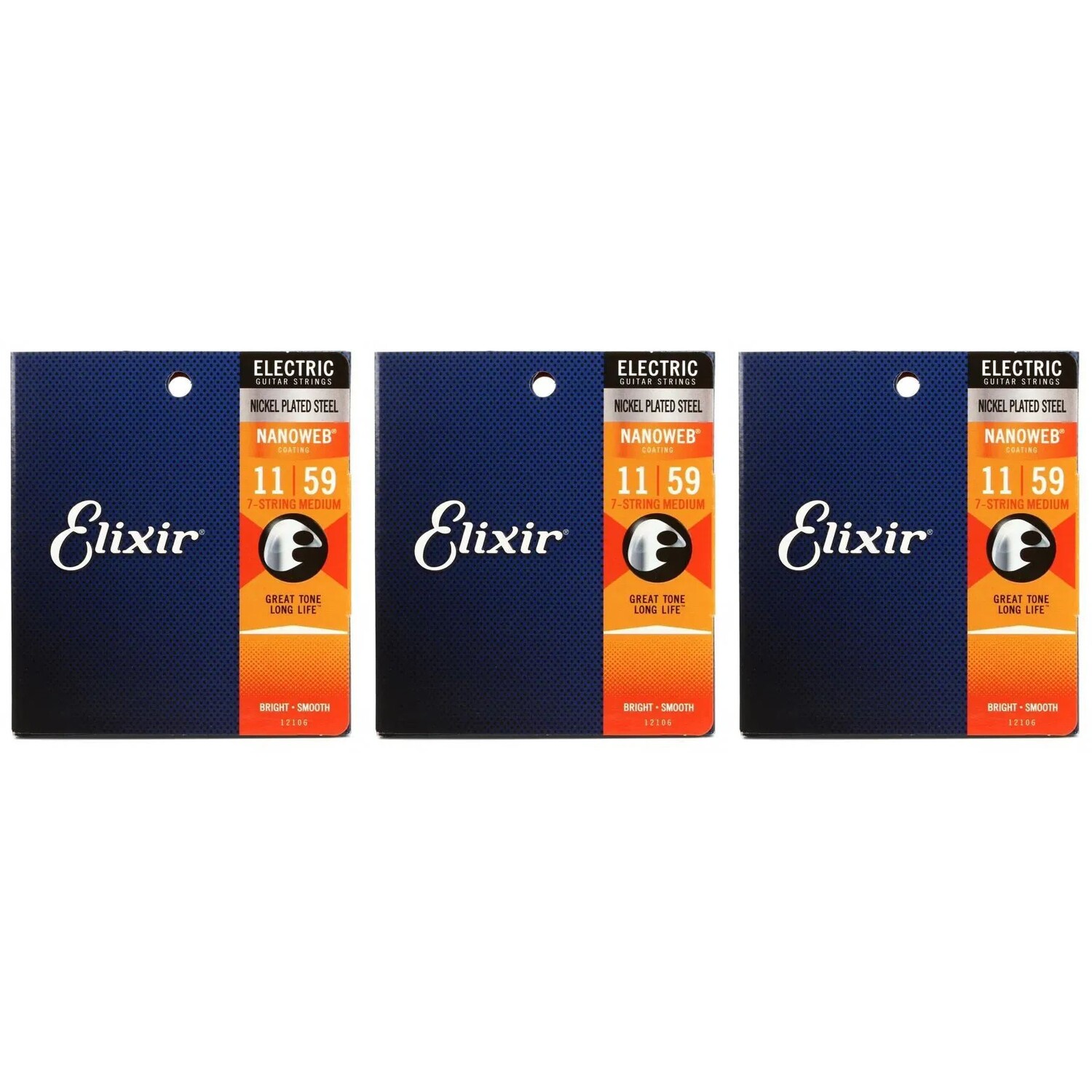 

Elixir Strings 12106 Струны для электрогитары Nanoweb — .011-.059, 7-струнные, средние (3 шт.)
