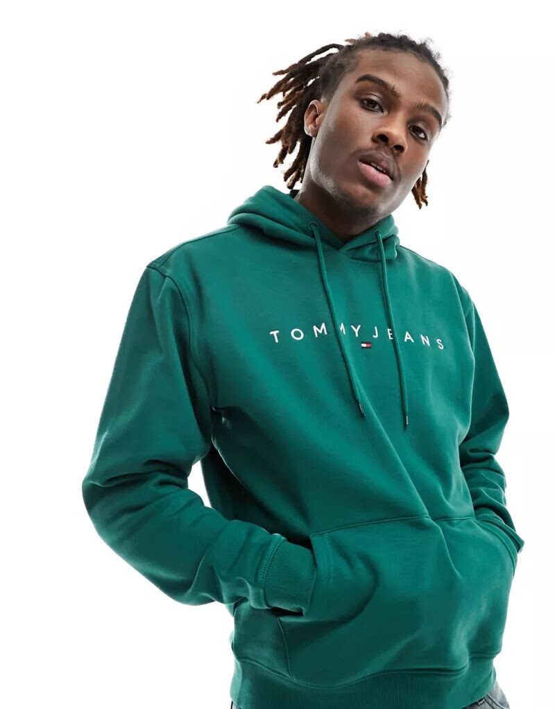 

Зеленая толстовка классического кроя с линейным логотипом Tommy Jeans