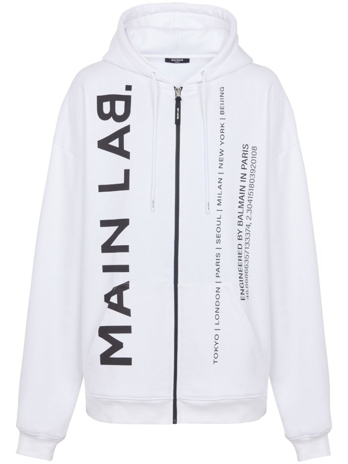 

Balmain худи на молнии с надписью, белый