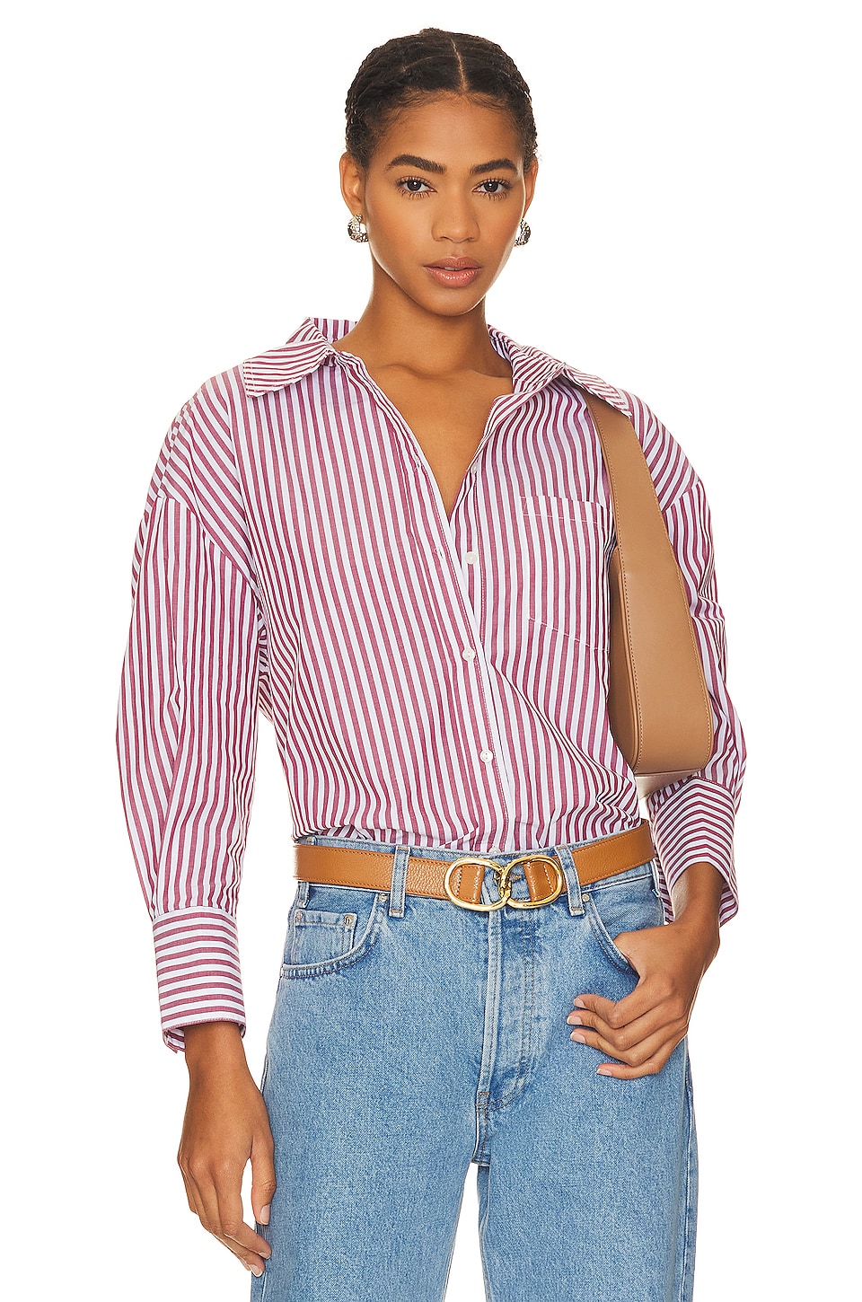 Рубашка ANINE BING Mika, цвет Red & White Stripe