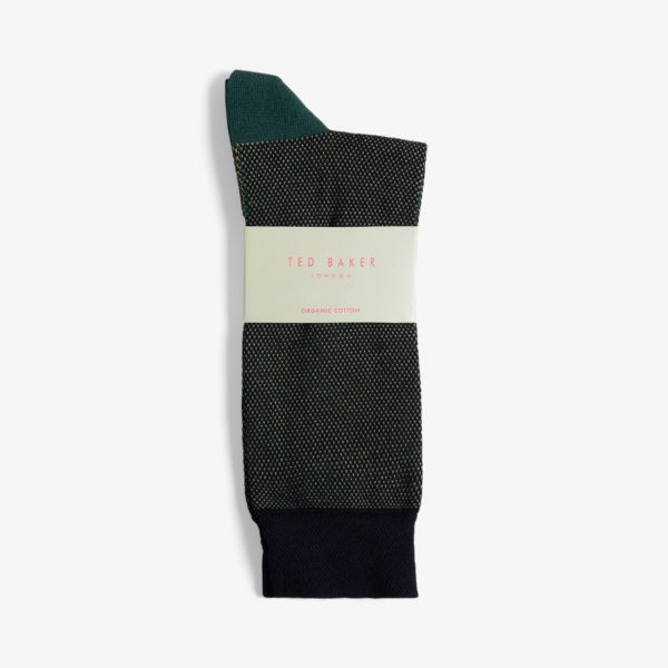 классические носки из смесового хлопка с цветочной вышивкой ted baker синий Носки из смесового органического хлопка с логотипом Coretex Ted Baker, темно-синий